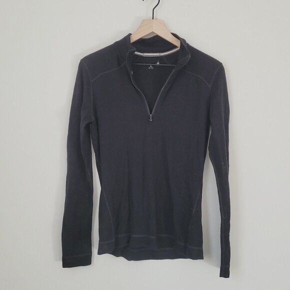 Smartwool Women's Classic Thermal Merino Base Layer 1/4 Zip in Black Size XL - Picture 1 of 10